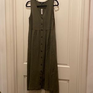 Madewell Lightspun Button-Front Tank Midi Dress size medium